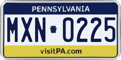 PA license plate MXN0225