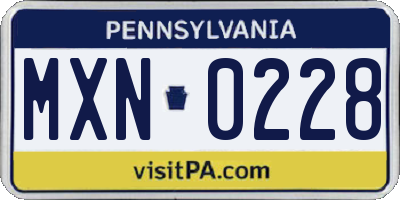 PA license plate MXN0228