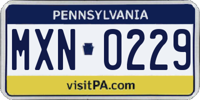 PA license plate MXN0229