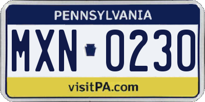 PA license plate MXN0230