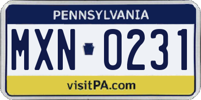 PA license plate MXN0231