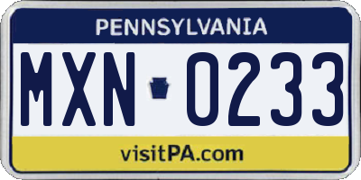 PA license plate MXN0233