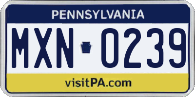 PA license plate MXN0239