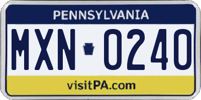 PA license plate MXN0240