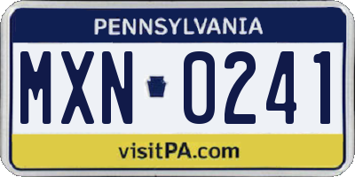 PA license plate MXN0241