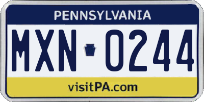 PA license plate MXN0244