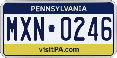 PA license plate MXN0246