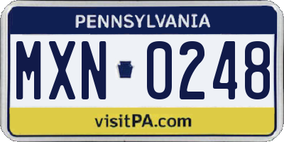 PA license plate MXN0248