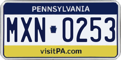 PA license plate MXN0253