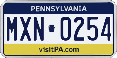 PA license plate MXN0254
