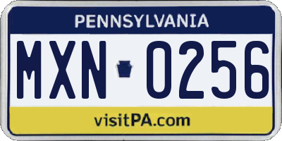 PA license plate MXN0256