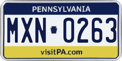 PA license plate MXN0263