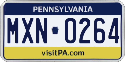 PA license plate MXN0264