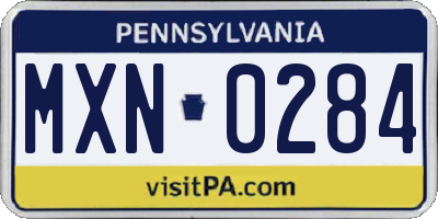 PA license plate MXN0284