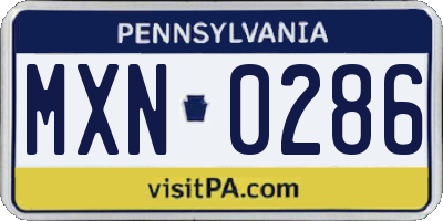PA license plate MXN0286
