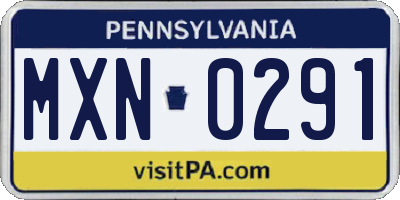 PA license plate MXN0291
