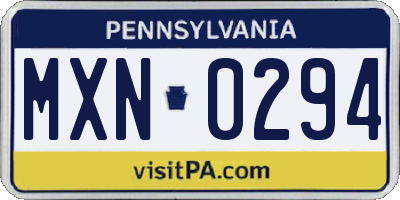PA license plate MXN0294