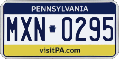 PA license plate MXN0295