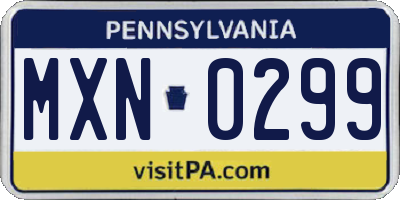PA license plate MXN0299