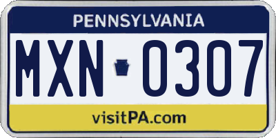 PA license plate MXN0307