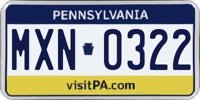 PA license plate MXN0322