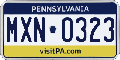 PA license plate MXN0323
