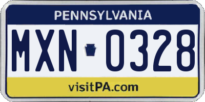 PA license plate MXN0328