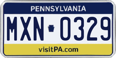 PA license plate MXN0329