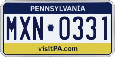 PA license plate MXN0331