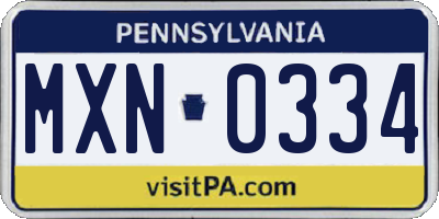 PA license plate MXN0334