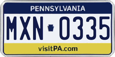 PA license plate MXN0335