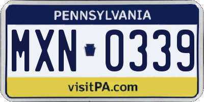 PA license plate MXN0339