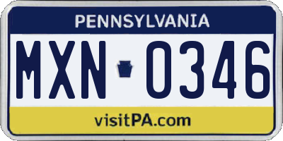 PA license plate MXN0346