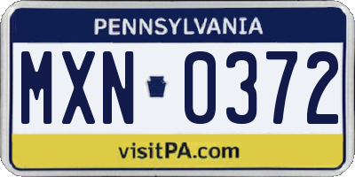 PA license plate MXN0372