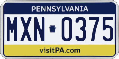 PA license plate MXN0375
