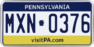 PA license plate MXN0376
