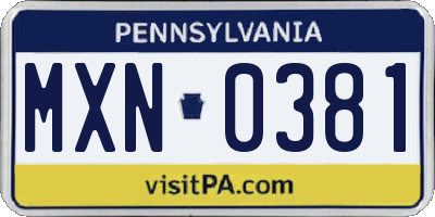PA license plate MXN0381
