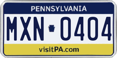 PA license plate MXN0404