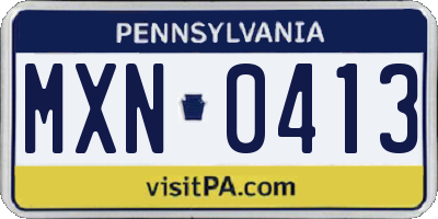 PA license plate MXN0413