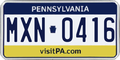 PA license plate MXN0416