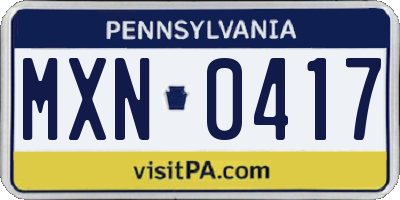 PA license plate MXN0417