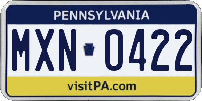 PA license plate MXN0422