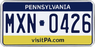 PA license plate MXN0426