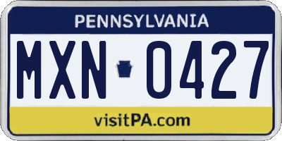 PA license plate MXN0427