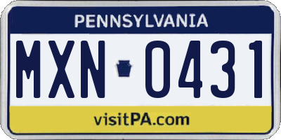 PA license plate MXN0431