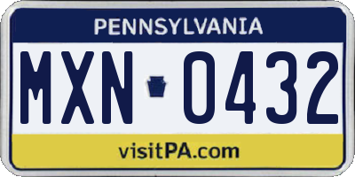 PA license plate MXN0432