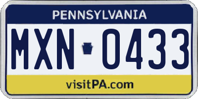PA license plate MXN0433