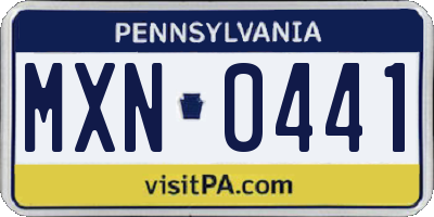 PA license plate MXN0441