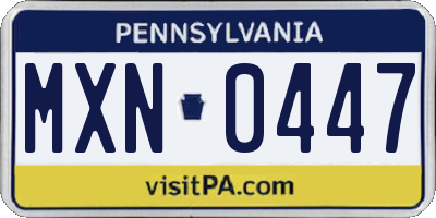 PA license plate MXN0447