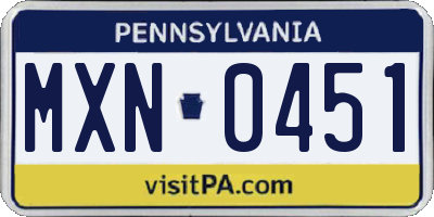 PA license plate MXN0451